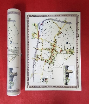 Aldridge Village 1884 - Old Map Supplied in a Clear Two Part Screw Presentation Tube - Print Size 45cm x 32cm - Mapseeker Publishing