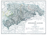 Historische Karte: Königreich Sachsen 1864 (plano)