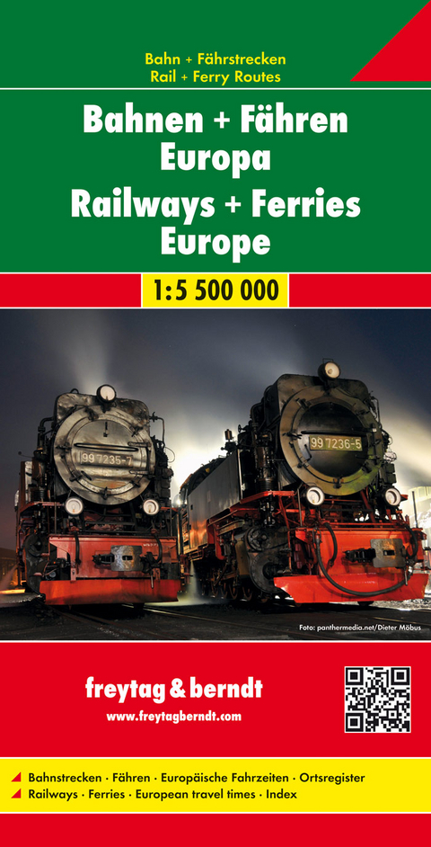 Bahnen + Fähren Europa, Eisenbahnkarte 1:5,5 Mio., Poster, plano in Rolle - 