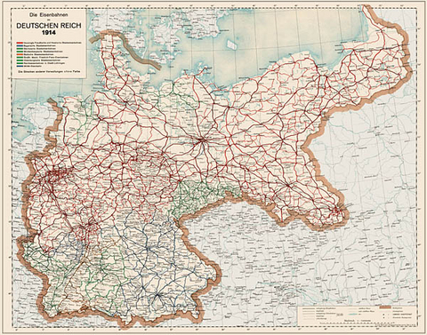 Die Eisenbahnen im Deutschen Reich 1914 - Eisenbahn-Übersichtskarte