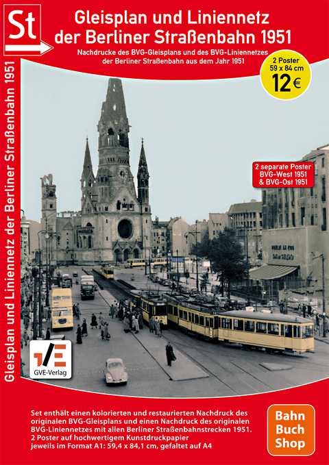 Gleisplan & Liniennetz der Berliner Straßenbahn 1951 Poster.