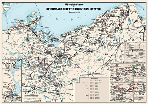Übersichtskarte Reichsbahndirektion Stettin 1928