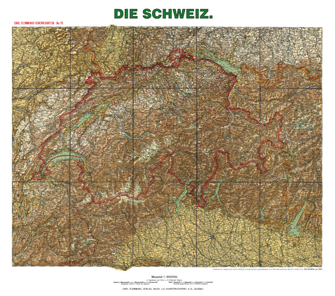 Historische Karte: Die SCHWEIZ - um 1905 [gerollt] - A. Herrich, Handtke F.