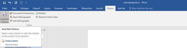 Zotero in Word nutzen