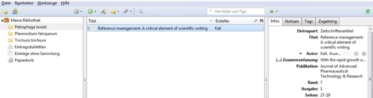 Zotero Standalone: Import erfolgt