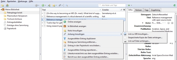 Zotero Standalone: Referenzen verwalten