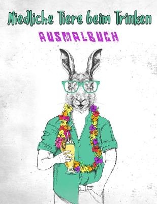 Niedliche Tiere beim Trinken Ausmalbuch