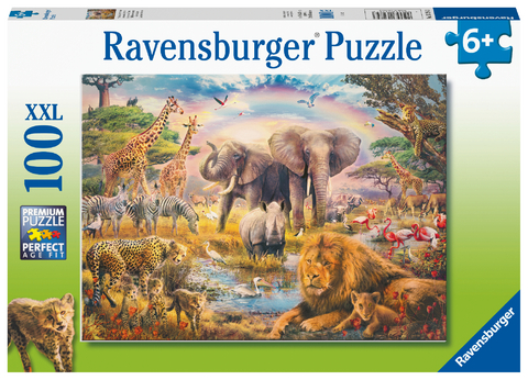 Ravensburger Kinderpuzzle - Afrikanische Savanne - 100 Teile Puzzle f&uuml;r Kinder ab 6 Jahren