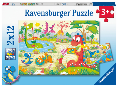 Ravensburger Kinderpuzzle - Lieblingsdinos- 2x12 Teile Puzzle f&uuml;r Kinder ab 3 Jahren