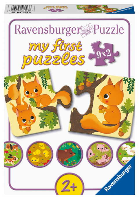 Ravensburger Kinderpuzzle - Tiere und ihre Kinder - 9x2 Teile my first Puzzle f&uuml;r Kinder ab 2 Jahren