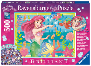 Ravensburger Puzzle 13327 - Arielles Unterwasserparadies - 500 Teile Disney Brilliant Puzzle mit Dekosteinen für Erwachsene und Kinder ab 12 Jahren