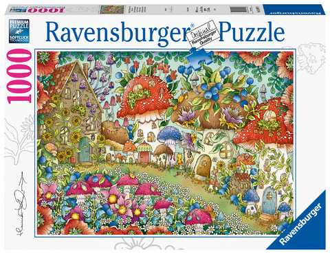 Ravensburger Puzzle - Niedliche Pilzh&auml;uschen in der Blumenwiese - 1000 Teile