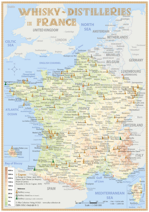 Whisky Distilleries France and BeNeLux - Tasting Map - R&uuml;diger J&ouml;rg Hirst