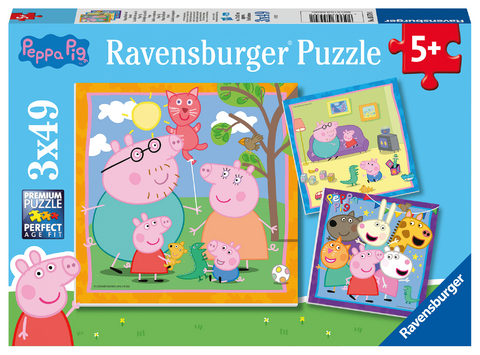 Ravensburger Kinderpuzzle 05579 - Peppas Familie und Freunde - 3x49 Teile Peppa Pig Puzzle f&uuml;r Kinder ab 5 Jahren
