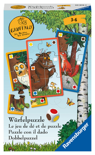 Ravensburger Mitbringspiel – 20874 – Der Grüffelo Würfelpuzzle – Lustiges Würfel- und Sammelspiel mit dem Grüffelo für Kinder ab 3 Jahren