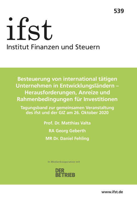 ifst-Schrift 539 - Matthias Valta, Georg Geberth, Daniel Fehling