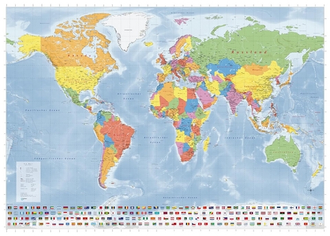GeoMetro XL Weltkarte (politischer Stand: 2024) 1,4m X 1m mit Laminierung