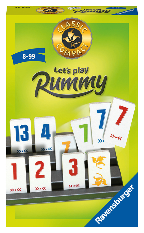 Ravensburger&reg; - Classic Compact Let's play Rummy 20848 - beliebtes Taktik-Legespiel ab 8 Jahren