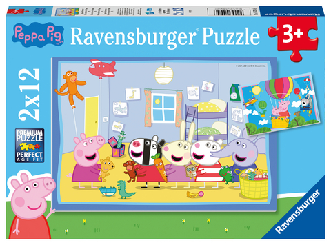 Ravensburger Kinderpuzzle 05574 - Peppas Abenteuer - 2x12 Teile Peppa Pig Puzzle f&uuml;r Kinder ab 3 Jahren