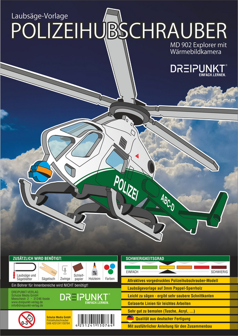 3D Laubs&auml;gevorlage Polizeihubschrauber - 