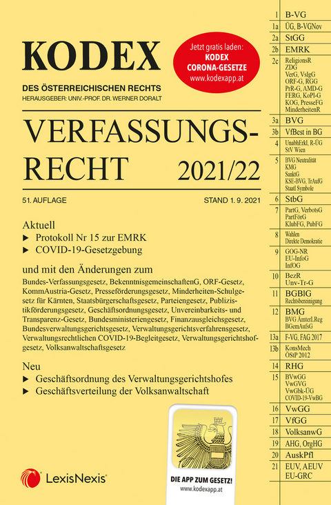 KODEX Verfassungsrecht 2021/22 - inkl. App - 