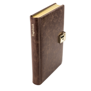 Tagebuch mit Schliesse in Leder cross-moka