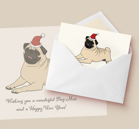 Mops Weihnachtskarte