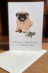 Mops Weihnachtskarte Happy New Year