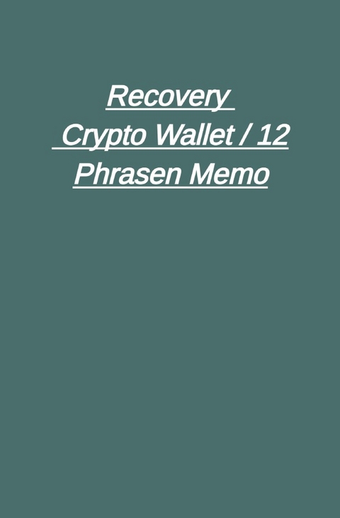 Recovery - Crypto Wallet / 12 Phrasen Memo - Peter Falk