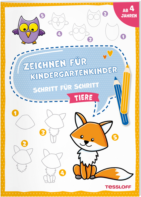 Zeichnen f&uuml;r Kindergartenkinder. Schritt f&uuml;r Schritt. Tiere