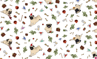 Geschenkpapier Set Mops Weihnachten