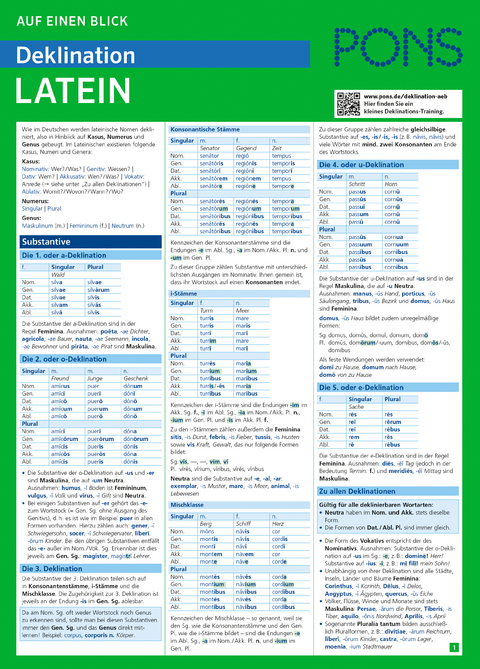 PONS Auf einen Blick Deklination Latein
