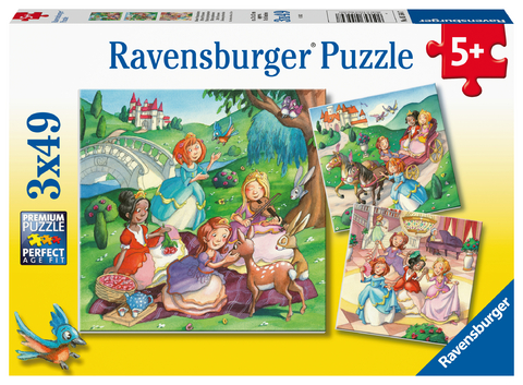 Ravensburger Kinderpuzzle - Kleine Prinzessinnen - 3x49 Teile Puzzle f&uuml;r Kinder ab 5 Jahren