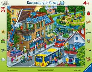 Ravensburger Kinderpuzzle - Unsere grüne Stadt - 24 Teile Rahmenpuzzle für Kinder ab 4 Jahren mit Suchspiel