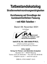 14. Erg&auml;nzungslieferung Bundeseinheitlichen Tatbestandskatalog Kurzfassung incl. KBA-Tabellen, Stand 09 November - 