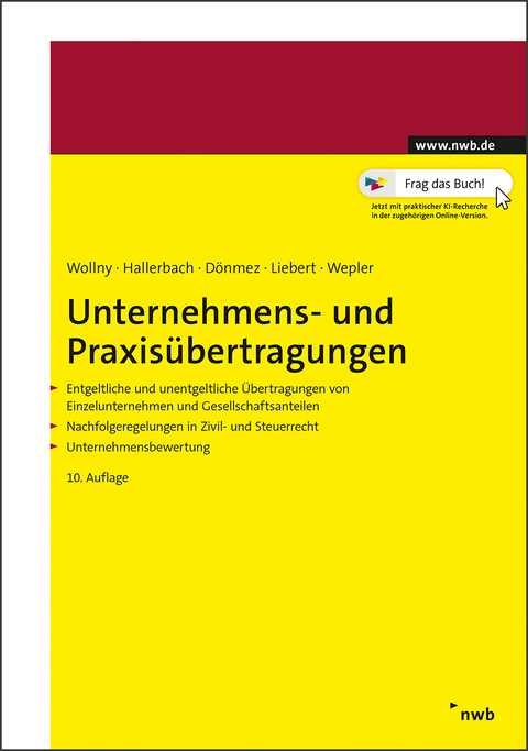 Unternehmens- und Praxis&uuml;bertragungen - Dorothee Hallerbach, Axel Wepler, H&uuml;lya D&ouml;nmez, Melanie Liebert