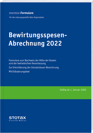 Bewirtungsspesen - Abrechnungen 2022, Formularblock