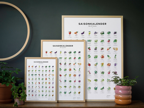 Saisonkalender Obst & Gem&uuml;se in A3, K&uuml;chenkalender