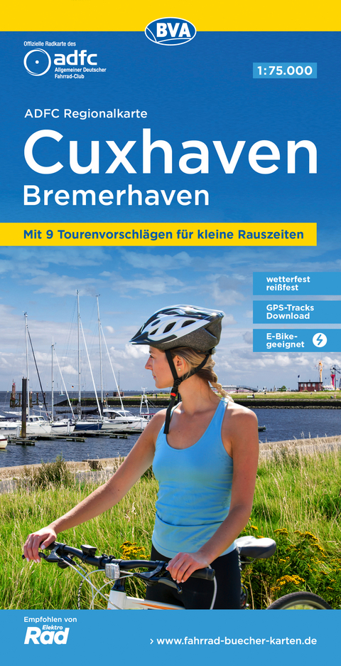 ADFC-Regionalkarte Cuxhaven Bremerhaven, 1:75.000, mit Tagestourenvorschl&auml;gen, rei&szlig;- und wetterfest, E-Bike-geeignet, GPS-Tracks Download