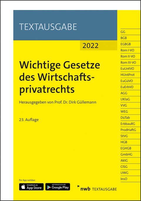 Wichtige Gesetze des Wirtschaftsprivatrechts - 