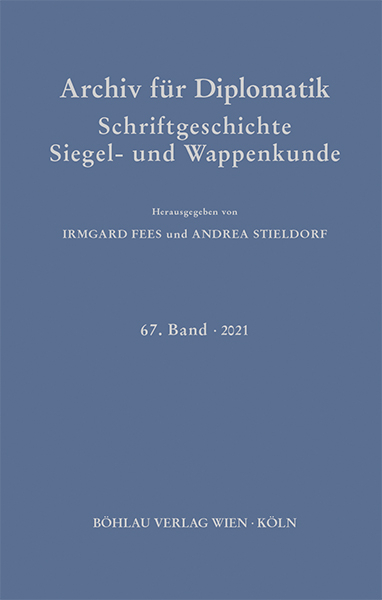 Archiv f&uuml;r Diplomatik, Schriftgeschichte, Siegel- und Wappenkunde - 