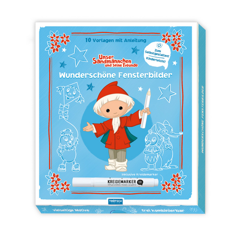 Tr&ouml;tsch Unser Sandm&auml;nnnchen Mappe mit Vorlagen und Kreidemarker Wundersch&ouml;ne Fensterbilder mit Kreidemarker - 