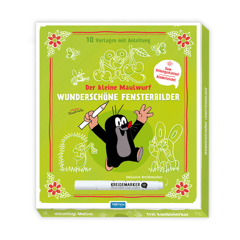 Tr&ouml;tsch Der kleine Maulwurf Mappe mit Vorlagen und Kreidemarker Wundersch&ouml;ne Fensterbilder mit Kreidemarker - 