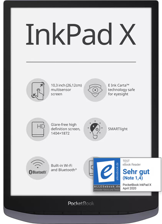 PocketBook InkPad X - metallic grey, E-Book Reader