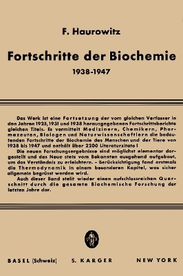 Fortschritte der Biochemie 1938-1947