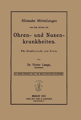 Klinische Mitteilungen aus dem Gebiete der Ohren- und Nasen-Krankheiten