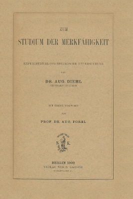 Zum Studium der Merkf&auml;higkeit - A. Diehl