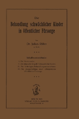Die Behandlung schwächlicher Kinder in öffentlicher Fürsorge