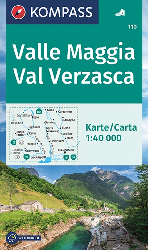 KOMPASS Wanderkarte 110 Valle Maggia, Val Verzasca 1:40.000