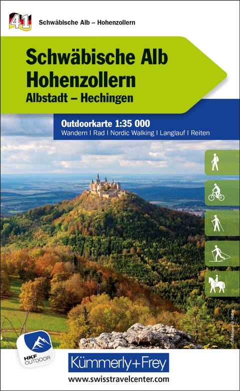 K&uuml;mmerly+Frey Outdoorkarte Deutschland 41 Schw&auml;bische Alb, Hohenzollern 1:35.000